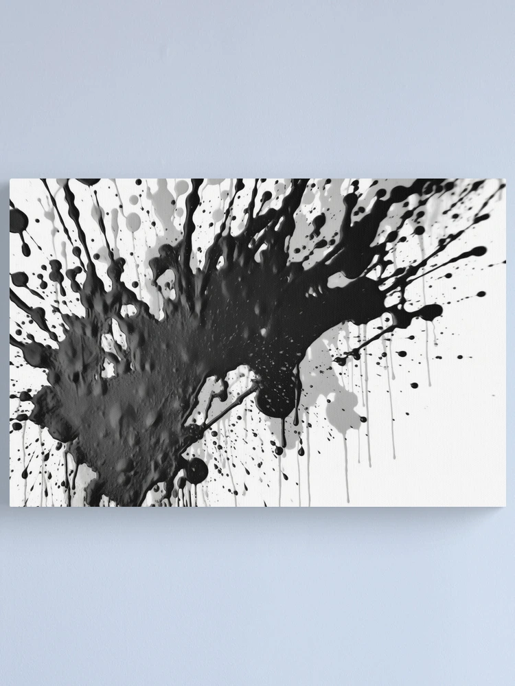 Painting Splatter Design Black and White Modern Abstract Art