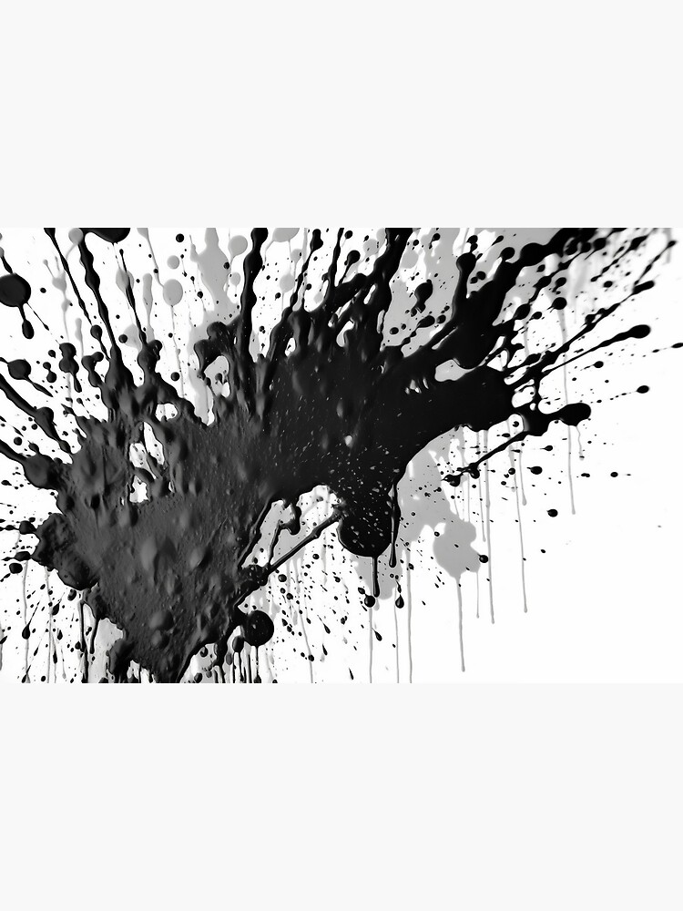 Painting Splatter Design Black and White Modern Abstract Art BW