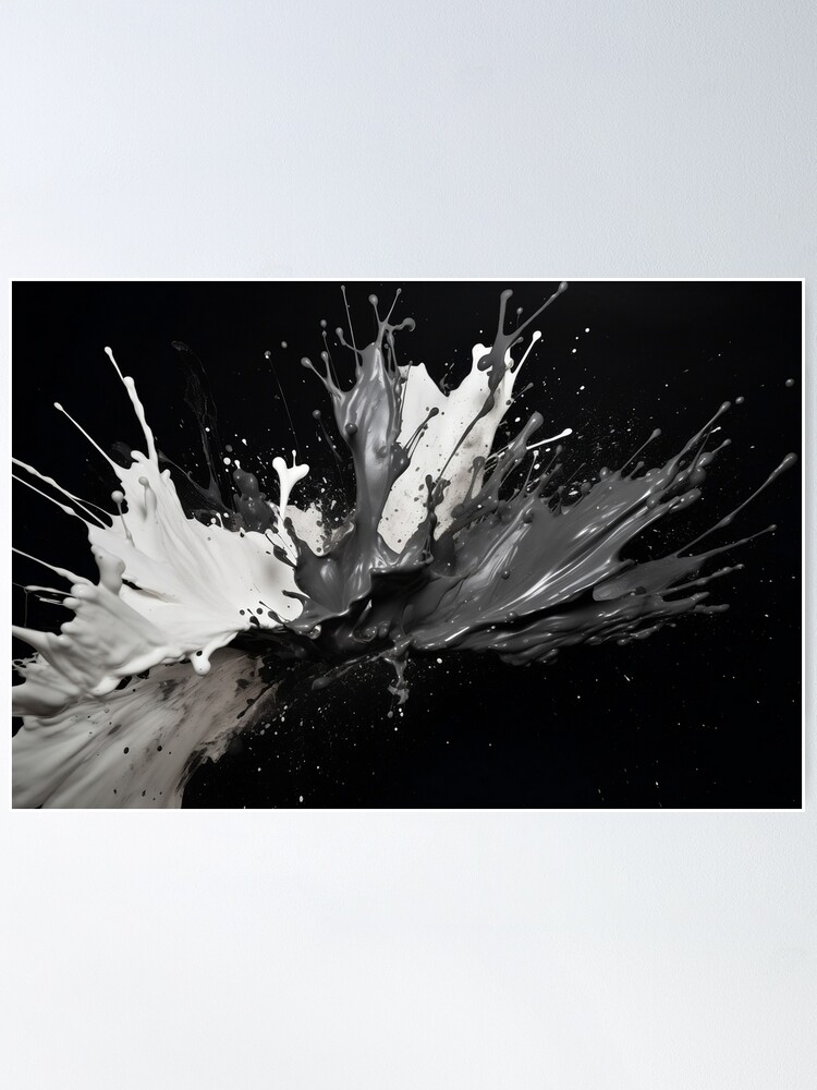 Poster avec l'œuvre « Tâches Peinture Explosion Encre Noir et