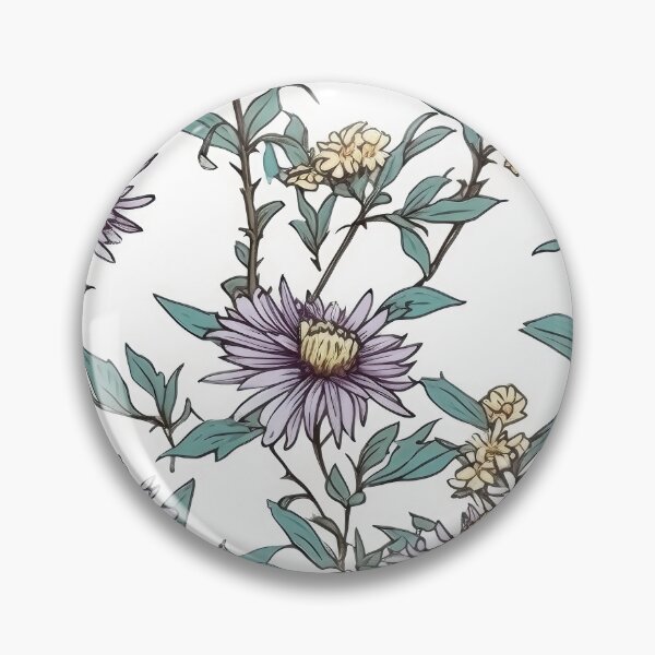 Item preview, New England Aster Flower Pattern - Wildflower Illustration designed and sold by FloralDecorShop.