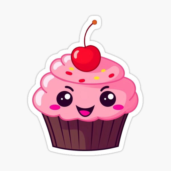 Cute Cupcake Sticker - hollymarshmallow