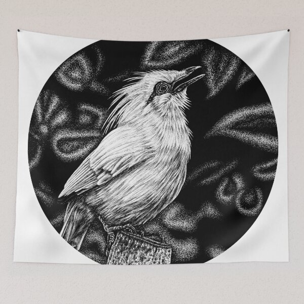 Item preview, Bali starling illustration designed and sold by LorenDowding.