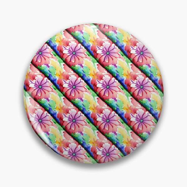 Item preview, Vibrant Rainbow Color Wildflower Watercolor Striped Diagonal Pattern  designed and sold by Aaron2610.