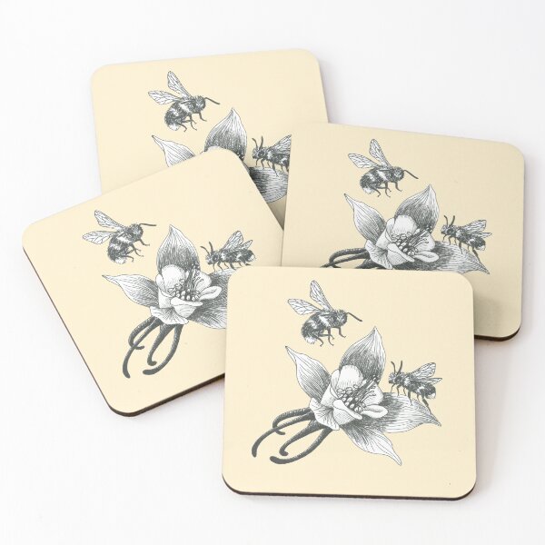 Item preview, honey bees on wild aquilegia flowers designed and sold by EllenLambrichts.