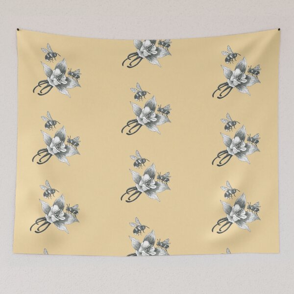 Item preview, honey bees on wild aquilegia flowers designed and sold by EllenLambrichts.