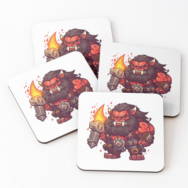 Item preview, Red Orc Warrior With Flame Mace designed and sold by TaurusDigital.