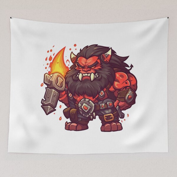 Item preview, Red Orc Warrior With Flame Mace designed and sold by TaurusDigital.