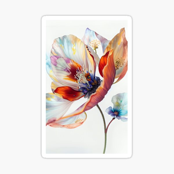 Aperçu de l'œuvre Poppy flower translucent watercolor aiart créée et vendue par Medly.