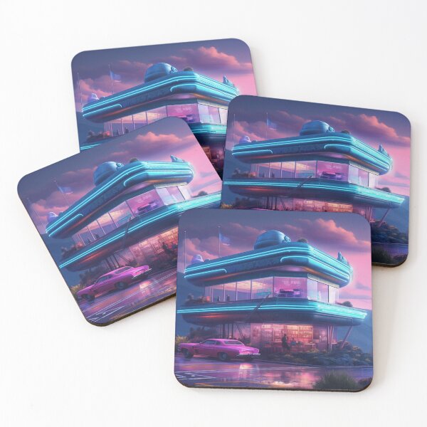 Item preview, Futuristic Diner with neon lights designed and sold by SanchezMiami.