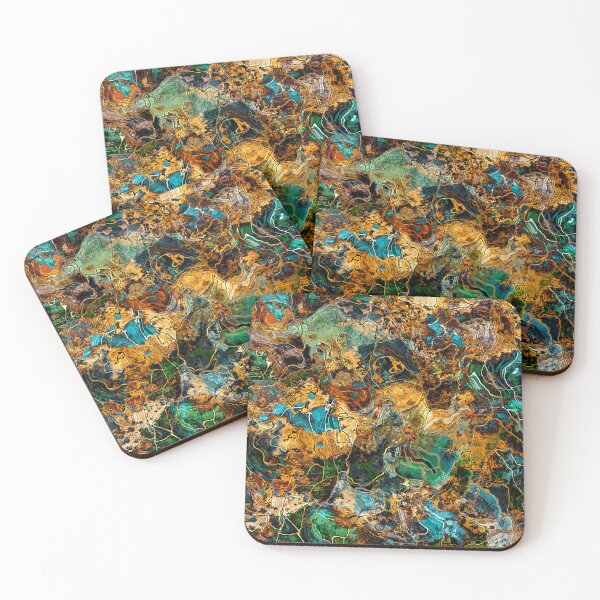 Item preview, Rich Gold, Emerald and Sapphire Blues Abstract designed and sold by Trevor Hirst.