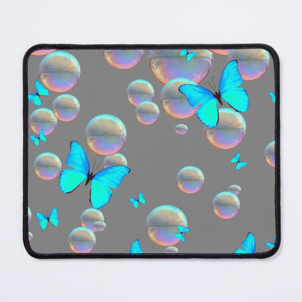 Item preview, NEON BLUE BUTTERFLIES SOAP BUBBLES FANTASY ART designed and sold by sharlesart.