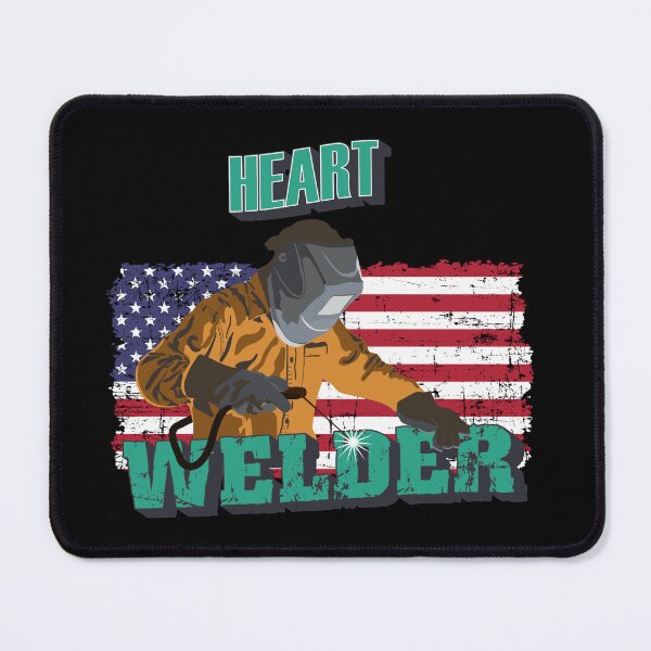 Item preview, Heart welder US flag distressed welding man designed and sold by HomeCoquette.