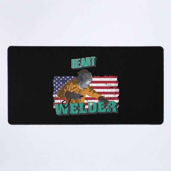 Item preview, Heart welder US flag distressed welding man designed and sold by HomeCoquette.