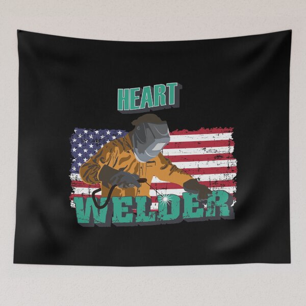 Item preview, Heart welder US flag distressed welding man designed and sold by HomeCoquette.