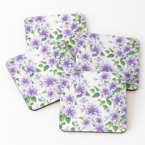 Item preview,   Purple Clematis Flowers - Beautiful Floral Wall Art Print. designed and sold by Vlad-Nik001.