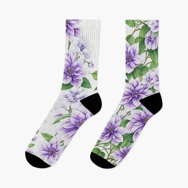 Item preview,   Purple Clematis Flowers - Beautiful Floral Wall Art Print. designed and sold by Vlad-Nik001.