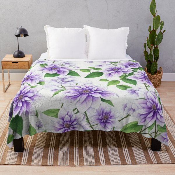 Item preview,   Purple Clematis Flowers - Beautiful Floral Wall Art Print. designed and sold by Vlad-Nik001.