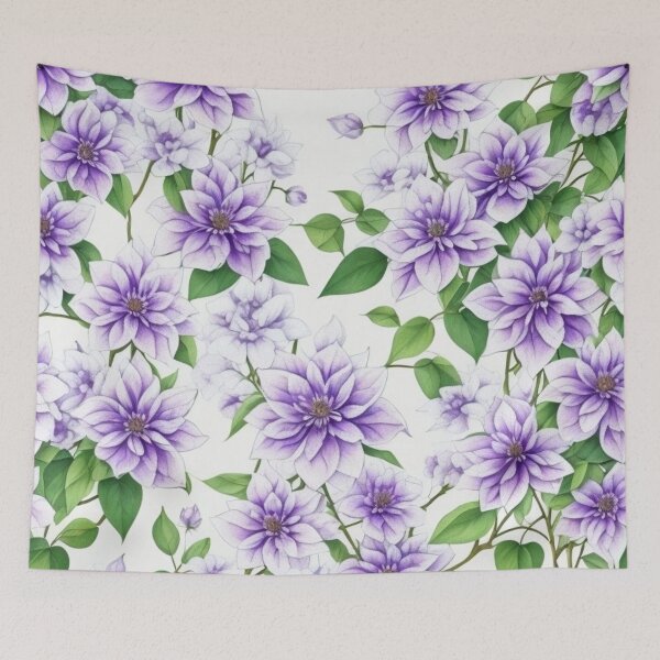 Item preview,   Purple Clematis Flowers - Beautiful Floral Wall Art Print. designed and sold by Vlad-Nik001.