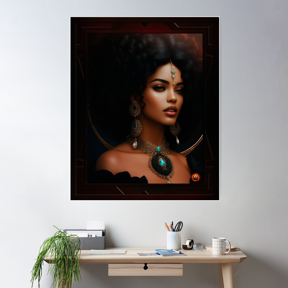Portrait Of Lady Estania Phaeneous A Beautiful AI Concept Art Portrait by Xzendor7 Wall Poster