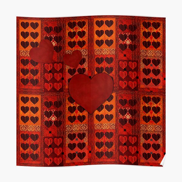 "San Valentín Vintage textile patches" Poster