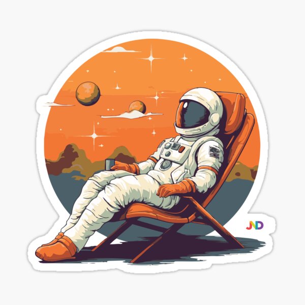 Interstellar Relaxstronaut: A Relaxing Getaway in Space Sticker