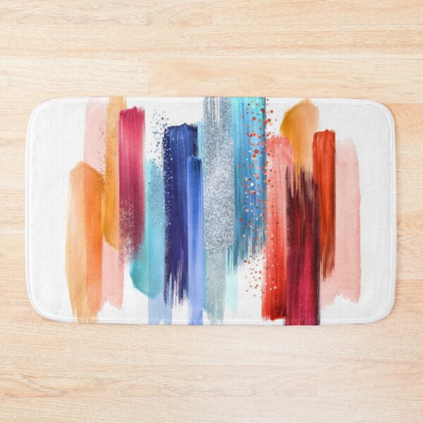 Item preview, Abstract watercolor brush strokes isolated on white background, paint smears, red blue palette swatches, modern wall art designed and sold by MTShoppingLine.