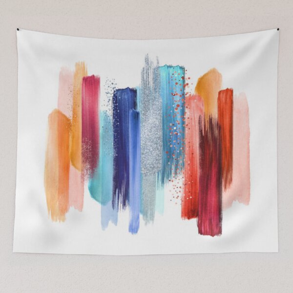 Item preview, Abstract watercolor brush strokes isolated on white background, paint smears, red blue palette swatches, modern wall art designed and sold by MTShoppingLine.
