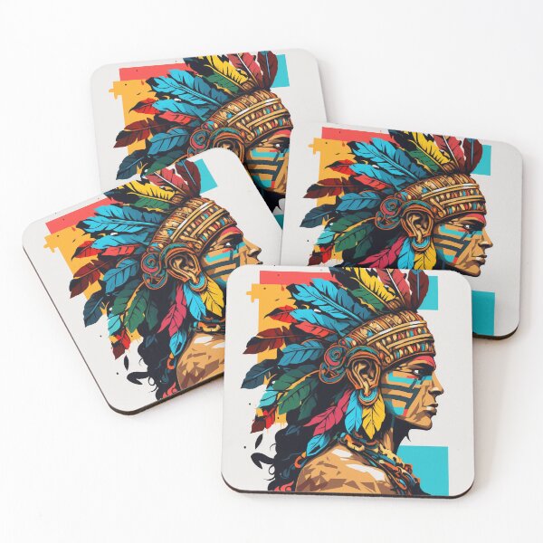 Item preview, Colorful Aztec Warrior designed and sold by CanvasDreamland.