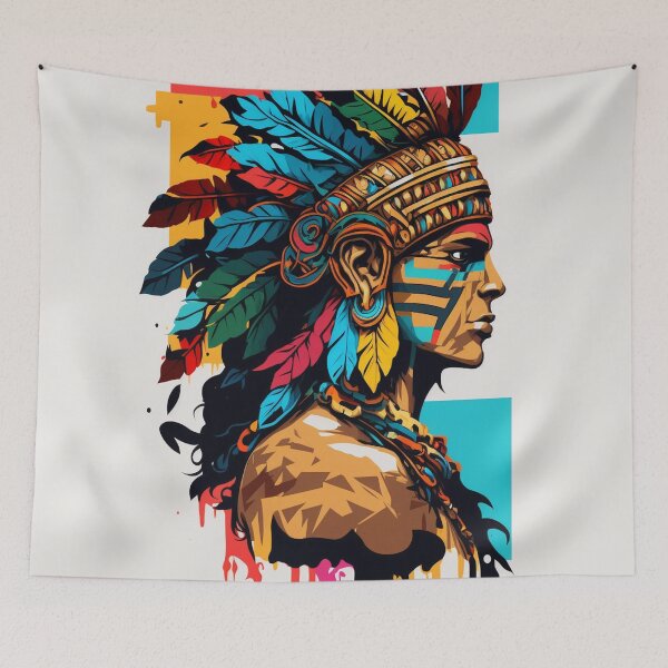 Item preview, Colorful Aztec Warrior designed and sold by CanvasDreamland.
