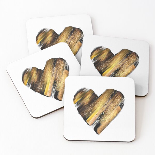 Item preview, Abstract black gold heart shape isolated on white background, sketch. Valentine's day symbol, love sign, icon, romantic clip art. Sketch. Gouache paint smear, watercolor brush strokes texture designed and sold by MTShoppingLine.