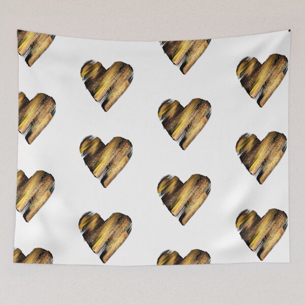 Item preview, Abstract black gold heart shape isolated on white background, sketch. Valentine's day symbol, love sign, icon, romantic clip art. Sketch. Gouache paint smear, watercolor brush strokes texture designed and sold by MTShoppingLine.
