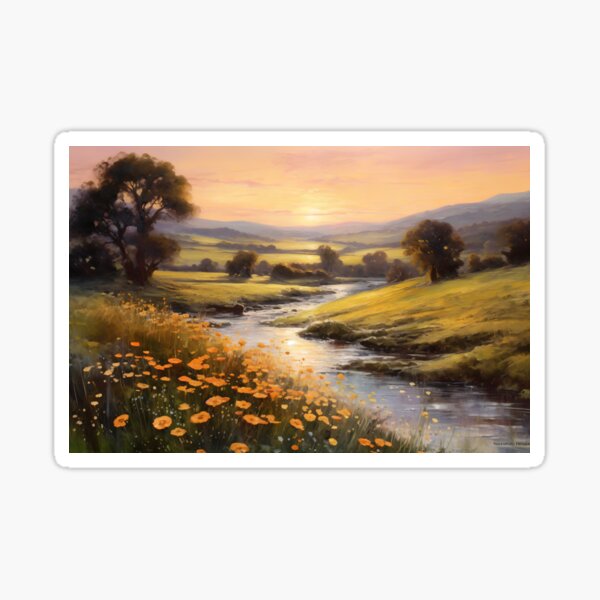 Flowing landcape in the evening sun -2 Sticker