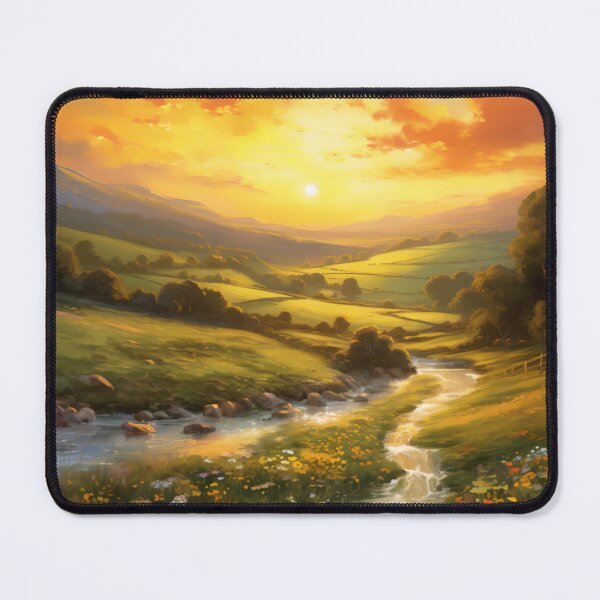 Item preview, Flowing landcape in the evening sun -4 designed and sold by AIArtShopPro.