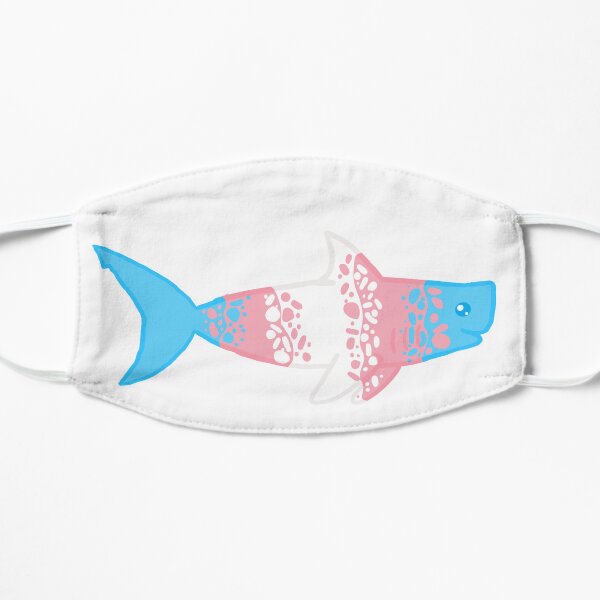 Great Trans Shark (great white shark x transgender flag) Flat Mask