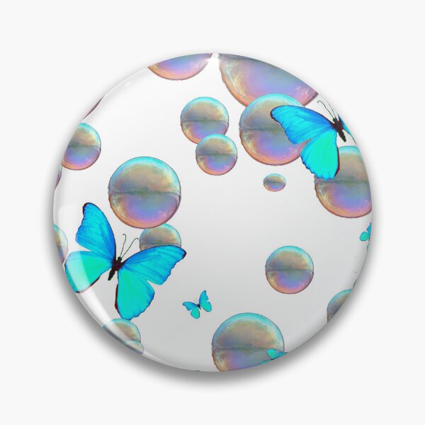 Item preview, IRRIDESCENT SOAP BUBBLES NEON BLUE BUTTERFLIES FANTASY ART designed and sold by sharlesart.