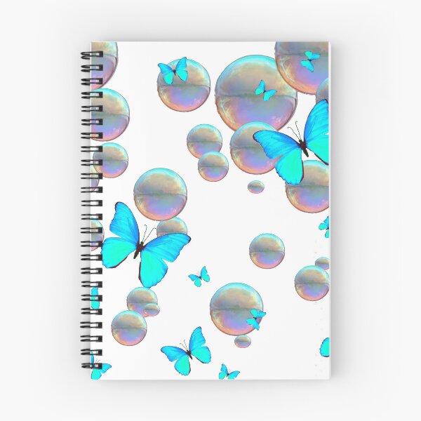 Item preview, IRRIDESCENT SOAP BUBBLES NEON BLUE BUTTERFLIES FANTASY ART designed and sold by sharlesart.