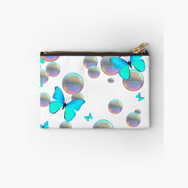 Item preview, IRRIDESCENT SOAP BUBBLES NEON BLUE BUTTERFLIES FANTASY ART designed and sold by sharlesart.