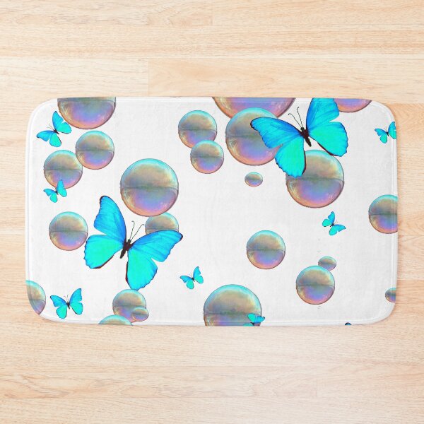 Item preview, IRRIDESCENT SOAP BUBBLES NEON BLUE BUTTERFLIES FANTASY ART designed and sold by sharlesart.
