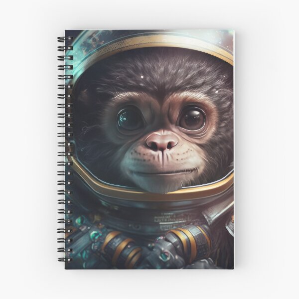 Item preview, A cute baby chimpanzee astronaut in space with floral and space background. designed and sold by HappyPrompt.