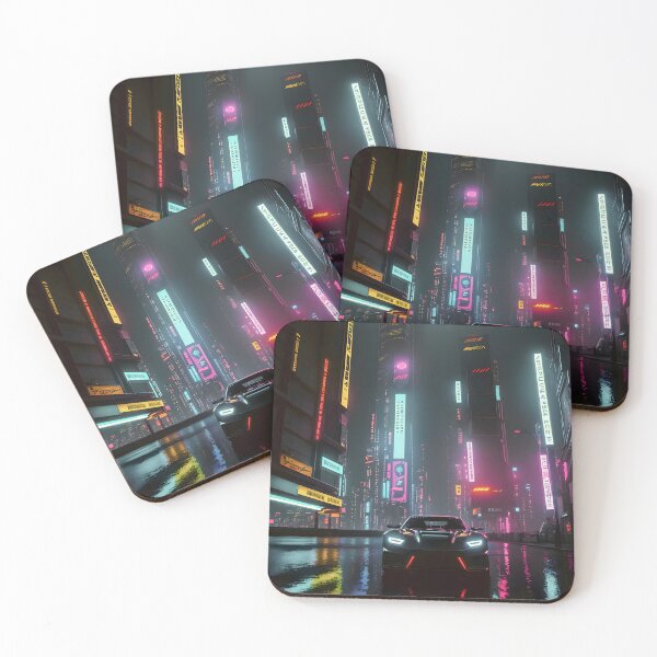 Item preview, Futuristic Car in Neon-Lit City designed and sold by worldofwhisper.