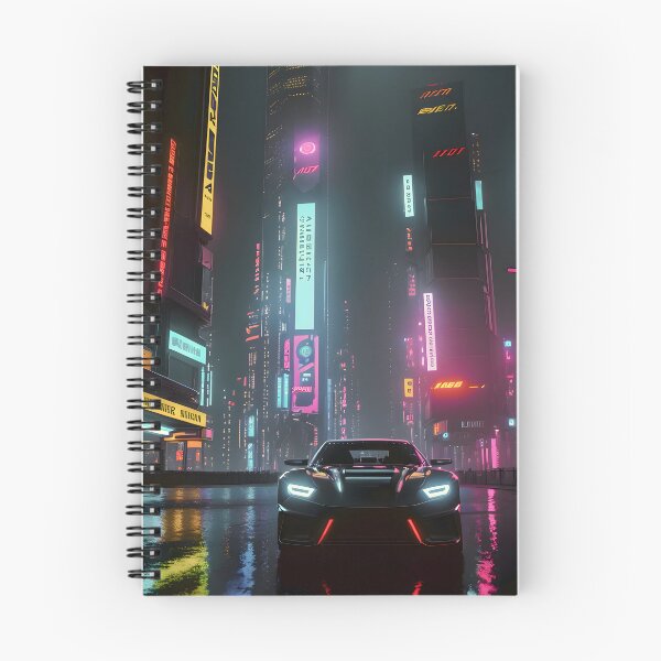 Item preview, Futuristic Car in Neon-Lit City designed and sold by worldofwhisper.
