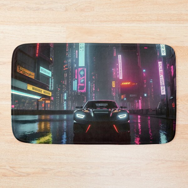 Item preview, Futuristic Car in Neon-Lit City designed and sold by worldofwhisper.