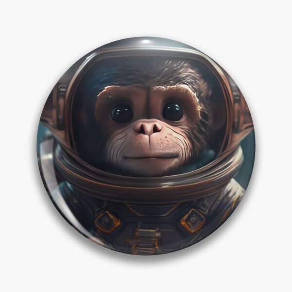 Item preview, An adorable baby chimpanzee astronaut in space with floral and space background. designed and sold by HappyPrompt.