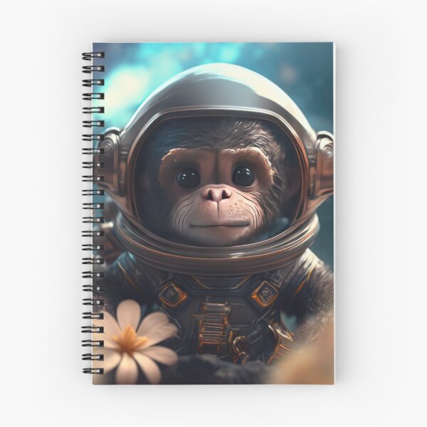 Item preview, An adorable baby chimpanzee astronaut in space with floral and space background. designed and sold by HappyPrompt.