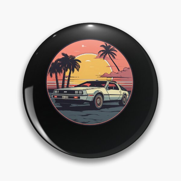 Item preview, DeLorean inspired car Sunset Palm Trees bottom designed and sold by TeePulseMania.