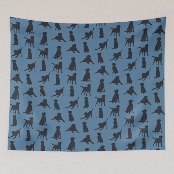 Item preview, Playful Labrador_black on blue designed and sold by quinnhopp.