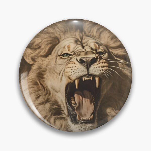 Item preview, LION angry open mouth majestic image - Old Vintage 18 Century Artwork designed and sold by AnimalArtPro.