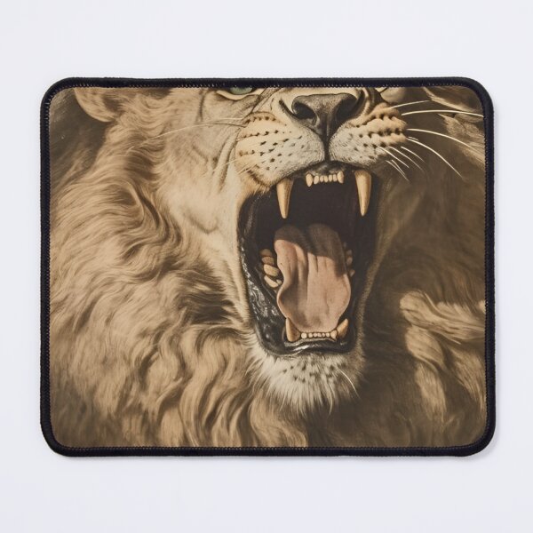 Item preview, LION angry open mouth majestic image - Old Vintage 18 Century Artwork designed and sold by AnimalArtPro.