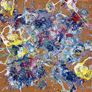 Artwork thumbnail, Gold Blue and Yellow Hammer Smash Abstract Painting by ShannathShima