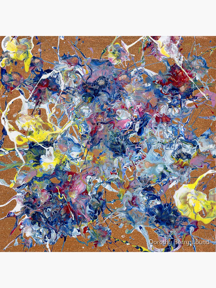 Thumbnail 3 of 3, Sticker, Gold Blue and Yellow Hammer Smash Abstract Painting designed and sold by ShannathShima.